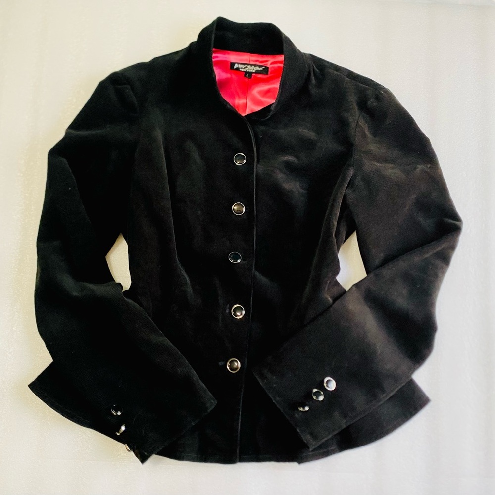 Betsy Johnson Black Corduroy Button-Front Women's Blazer